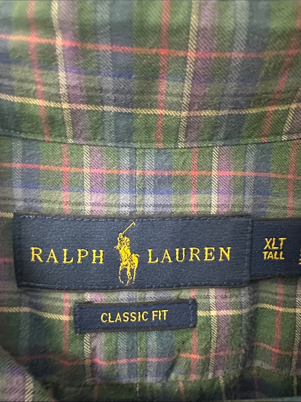 Ralph Lauren Blue-Green Plaid Classic Button-Down Shirt 100% Cotton Size XLT - Picture 3 of 5